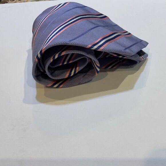 FACONNABLE Men's 61” Silk/Cotton Necktie FRANCE Design STRIPED Pink /Blue/Purple - Picture 8 of 8